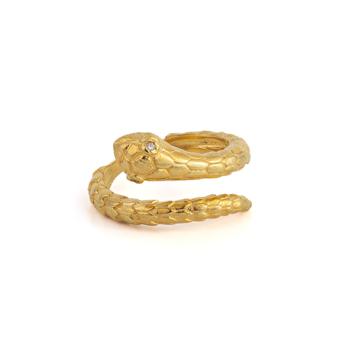 Gold Plated Snake Ring with Zircon