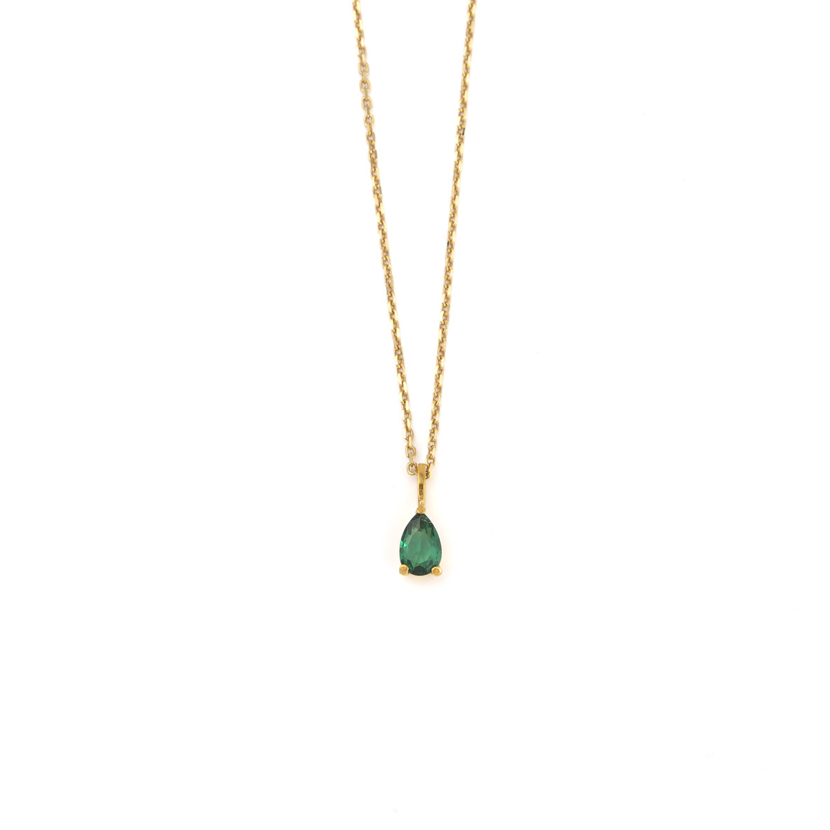 Green Zircon Necklace - Gold Plated Silver 925