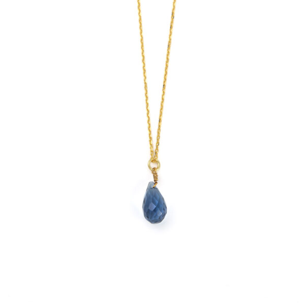 Blue Drop Necklace - Gold Plated Silver 925