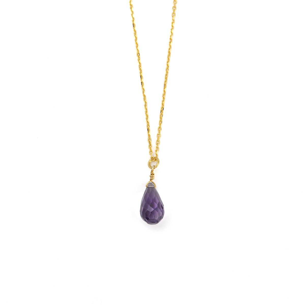 Purple Drop Necklace - Gold Plated Silver 925