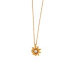 Coral Necklace with Pearl - Sterling Silver Gold Plated