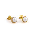 Round Pearl Stud Earrings