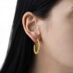 Gold Plated Textured Hoop Earrings