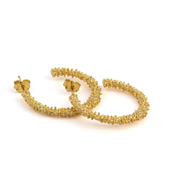 Gold Plated Textured Hoop Earrings
