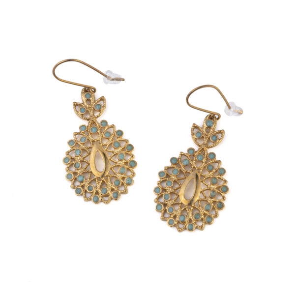 Lace Enamel Dangle Earrings - Gold Plated Silver 925