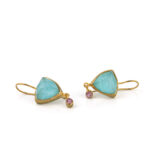 Amazonite and Tourmaline Earrings - 925 Sterling Silver and Gold Plated