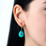 Turquoise Coral Gemstone Earrings - Sterling Silver and Gold Plated - Image 2