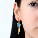Aqua Chalcedony Dangling Earrings  - 925 Sterling Silver and Gold Plated - Image 2