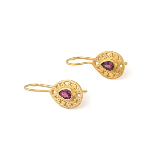 Tourmaline Drop Earrings - 925 Sterling Silver and Gold Plated