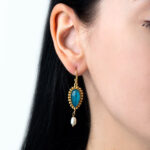 Teardrop Apatite Earrings - 925 Sterling Silver and Gold Plated - Image 2