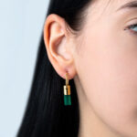 Σκουλαρίκια Κρικάκια με Άκουα Χαλκηδόνιο - Επιχρυσωμένο Ασήμι 925 - Image 2