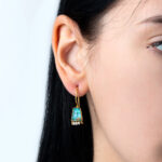 Malachite and Pearl Earrings - 925 Sterling Silver and Gold Plated - Image 2