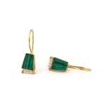Malachite and Pearl Earrings - 925 Sterling Silver and Gold Plated