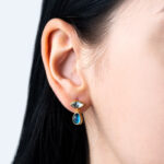 Σκουλαρίκια με Aquamarine και Peridot - Επιχρυσωμένο Ασήμι 925 - Image 2