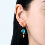 Σκουλαρίκια από Ασήμι 925 με Πάριμπα και κρεμαστές ράβδους. - Image 2