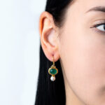 Σκουλαρίκια Άκουα Χαλκηδόνιος και Μαργαριτάρι – Επιχρυσωμένο Ασήμι 925 - Image 2