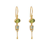 Peridot Crystal Earrings - Sterling Silver and Gold Plated
