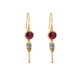 Garnet Crystal Earrings - Sterling Silver and Gold Plated