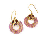 Tourmaline n Garnet Hook Earrings  - 925 Sterling Silver and Gold Plated
