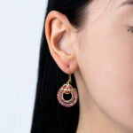 Tourmaline n Garnet Hook Earrings  - 925 Sterling Silver and Gold Plated - Image 2