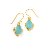 Aqua Chalcedony Hook Earrings - 925 Sterling Silver and Gold Plated