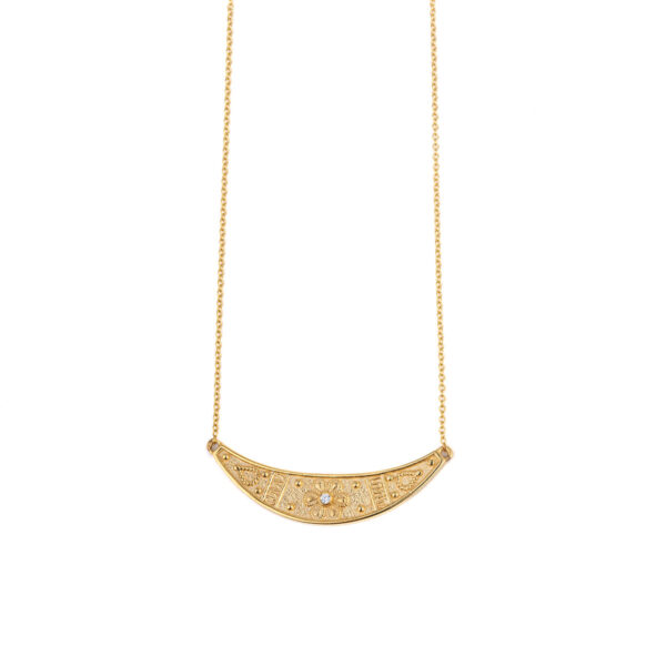 Rosette Necklace Gold K9 with Zircon