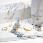 Triangle Zircon Necklace - 9K Gold - Image 4