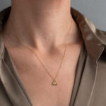 Triangle Zircon Necklace - 9K Gold - Image 2