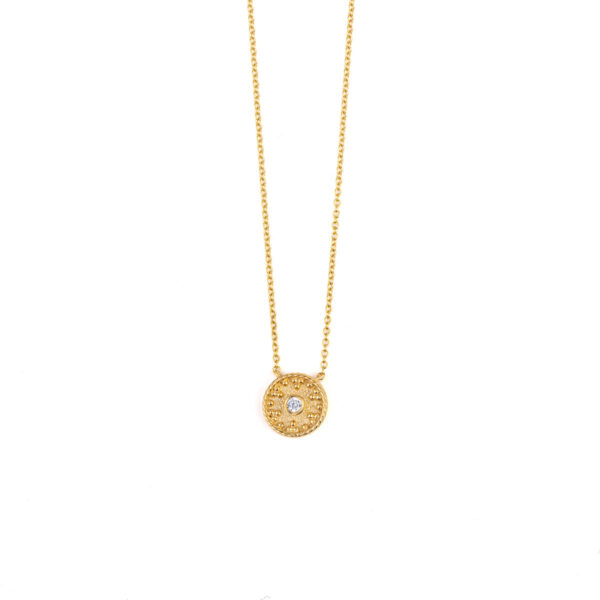 Circle Necklace with Zircon - 9K Gold