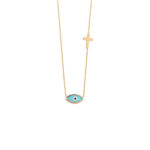 Evil Eye and Cross Necklace – 9K Gold