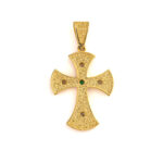 14K Gold Byzantine Cross with Zircon - Image 3
