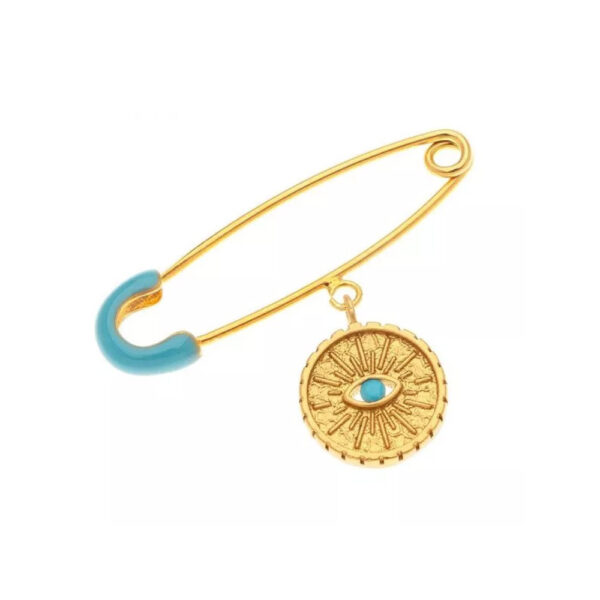 Baby Brooch with Evil Eye – Gold Plated Silver 925
