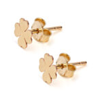 Four Leaf Clover Gold Stud Earrings - Image 3