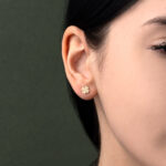 Four Leaf Clover Gold Stud Earrings - Image 2
