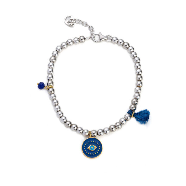 Sterling Silver Beads Bracelet with Eye