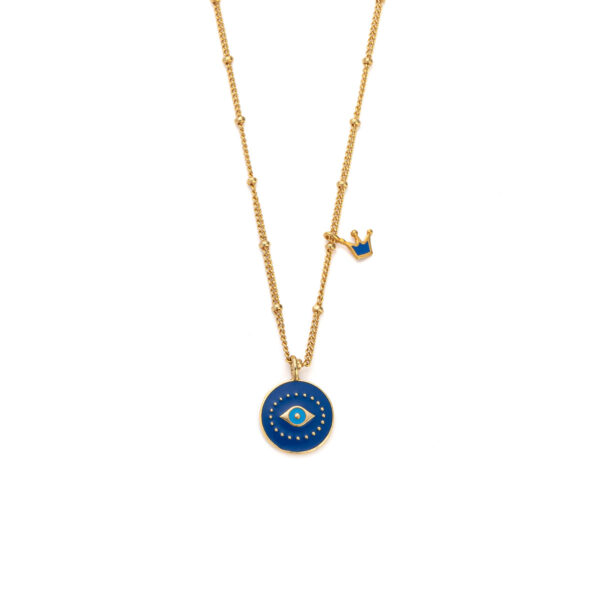 Sterling silver Chain Necklace with Eye and Crown