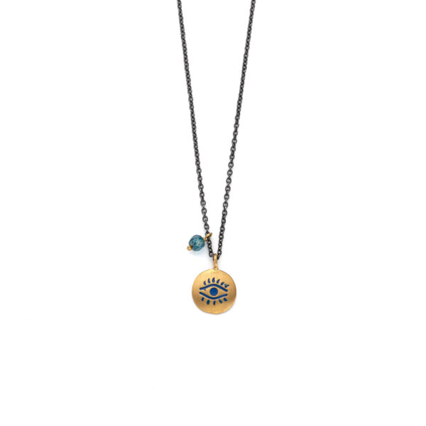 Sterling Silver Chain Necklace with Eye Disc