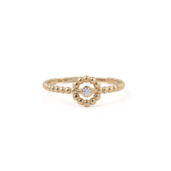 14k Gold Circle Ring with Zircon