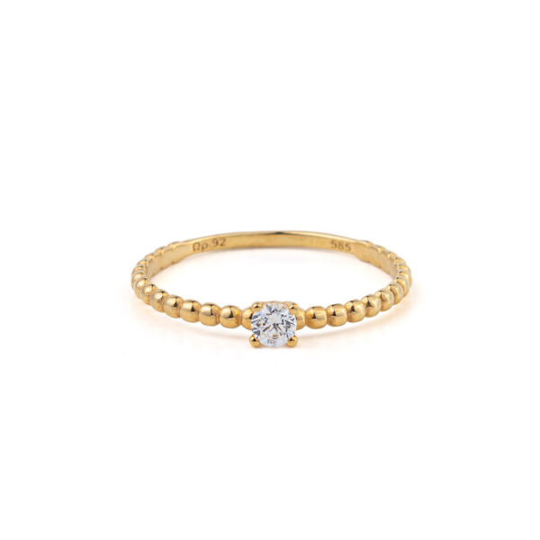 14k Gold White Zirconia Ring