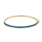 Blue Zircon Bangle Bracelet - 925 Sterling Silver and Gold Plated