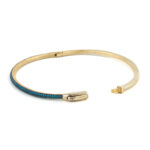 Blue Zircon Bangle Bracelet - 925 Sterling Silver and Gold Plated - Image 3
