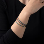 Blue Zircon Bangle Bracelet - 925 Sterling Silver and Gold Plated - Image 2