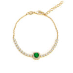 Bracelet Silver 925 Gold Plated with Green Zirconia