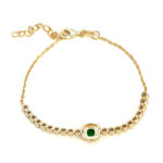 Bracelet Silver 925 Gold Plated with Green Zirconia - Image 3