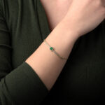 Bracelet Silver 925 Gold Plated with Green Zirconia - Image 2