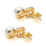 Σκουλαρίκια με Ζιργκόν και Πέρλα – Επιχρυσωμένο Ασήμι 925 - Image 3