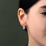 Σκουλαρίκια με Ζιργκόν και Πέρλα – Επιχρυσωμένο Ασήμι 925 - Image 2