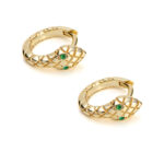 Σκουλαρίκια Φίδι με Πράσινα Μάτια – Επιχρυσωμένο Ασήμι 925