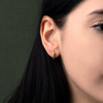 Green Eyed Snake Earrings - Sterling Silver and Gold Plated