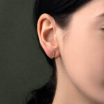 Zircon Leaf Earrings - 925 Sterling Silver and Gold Plated
